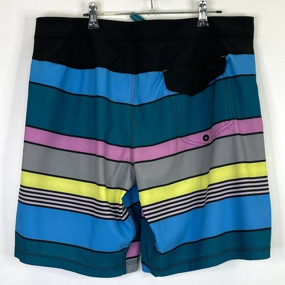 Saxx  Swim Trunks Boardshorts Mens 36 Striped Hybrid Betawave 2N1 Ballpark Pouch - Picture 3 of 5